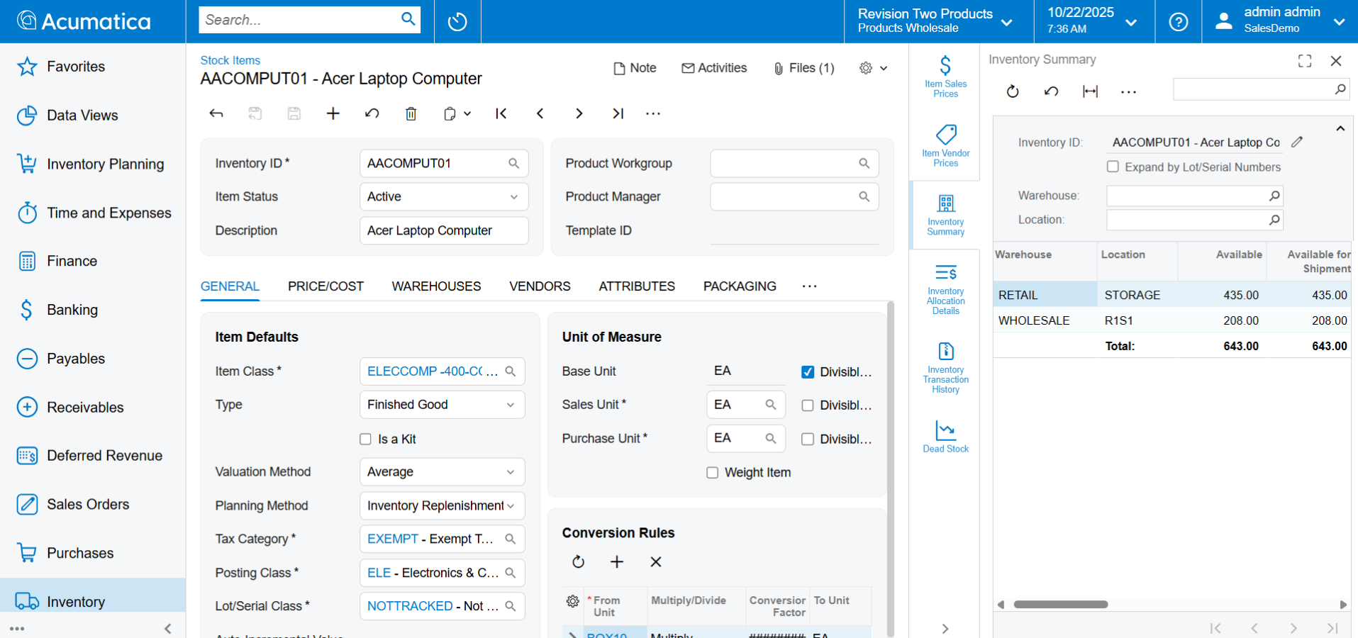 Inventory Management in Acumatica Cloud Accounting